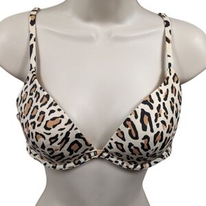 Shade & Shore Leopard Print Lightly Lined Bikini Top Sz 36B
